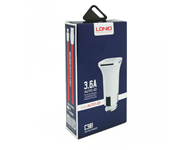 LDNIO Auto punjac LDNIO C301 dual USB 3.6A sa iPhone 6/6S kablom beli