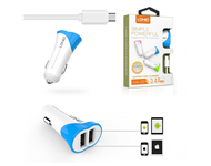LDNIO Auto punjac LDNIO C332 dual USB 3.4A sa micro USB kablom plavi