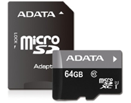 A-DATA UHS-I MicroSDXC 64GB class 10 + adapter AUSDX64GUICL10-RA1