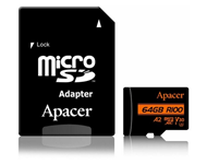 APACER UHS-I MicroSDXC 64GB U3 V30 A2 + Adapter AP64GMCSX10U8-R