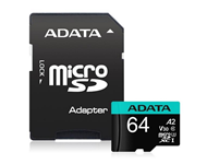 A-DATA UHS-I U3 MicroSDXC 64GB V30S class 10 + adapter AUSDX64GUI3V30SA2-RA1
